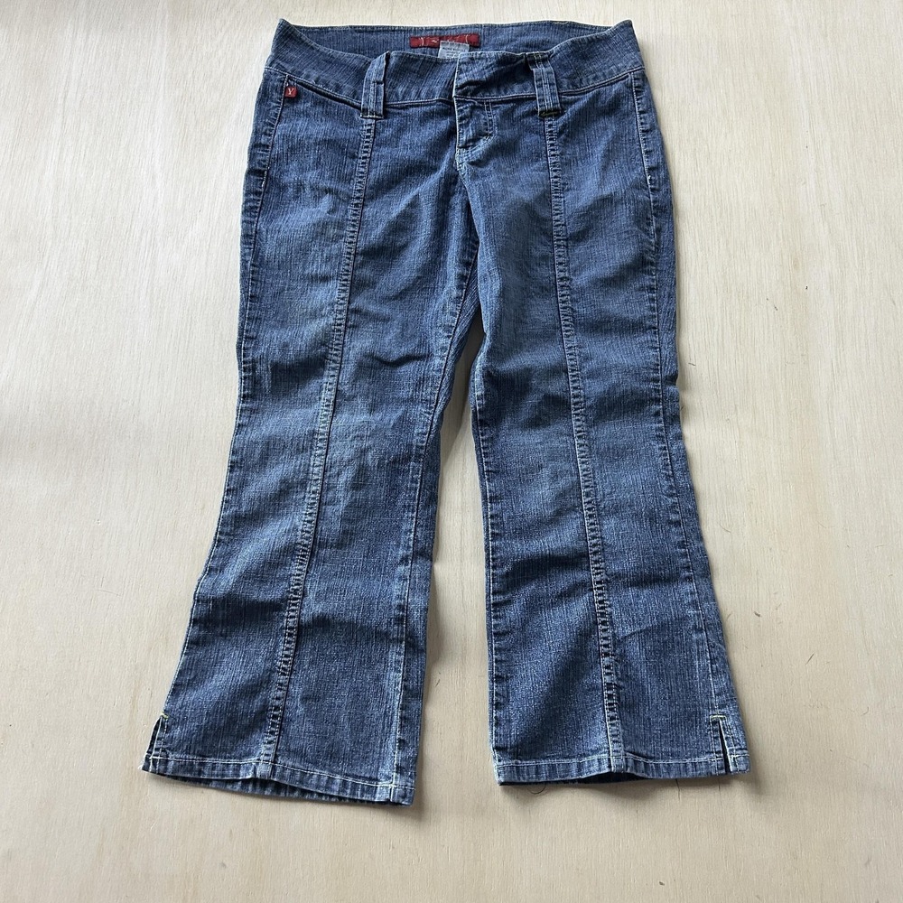 YMI Y2K Wide Leg Capris Juniors 13 Medium Wash Blue Stretch Jeans Pockets Casual